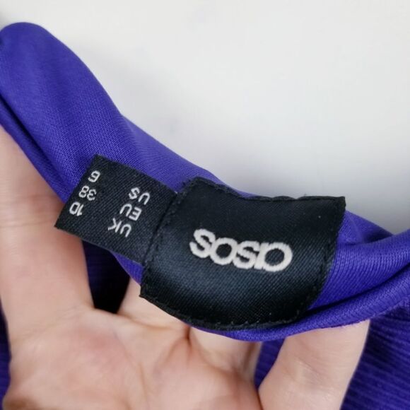 Asos Purple Cutout Mini Bodycon Dress Size 6 - Picture 5 of 6
